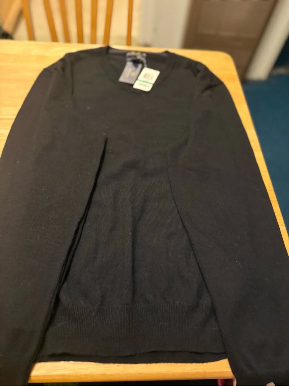 Club Room Deep Navy Blue V-Neck Merino Sweater